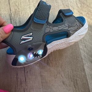 Skechers Kids Light-Up Shark Sandals - Gray and Blue